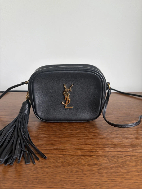 Saint Laurent Blogger Crossbody Small Black Leather Tassel Bag