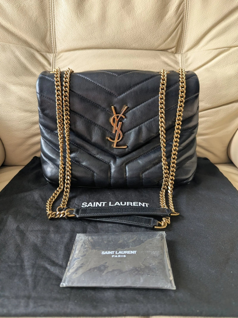 Saint Laurent YSL Small Loulou Black Leather shoulder bag