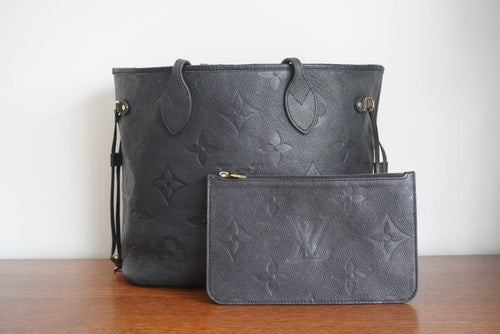 Louis Vuitton Neverfull Tote Bag MM Black Monogram Empreinte